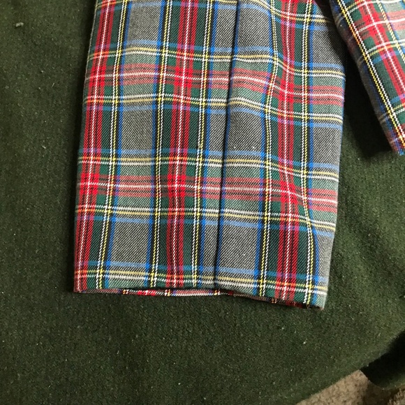 Vintage Plaid Blazer with Black Satin Lapel – Retro Checkered Jacket - Picture 7 of 8